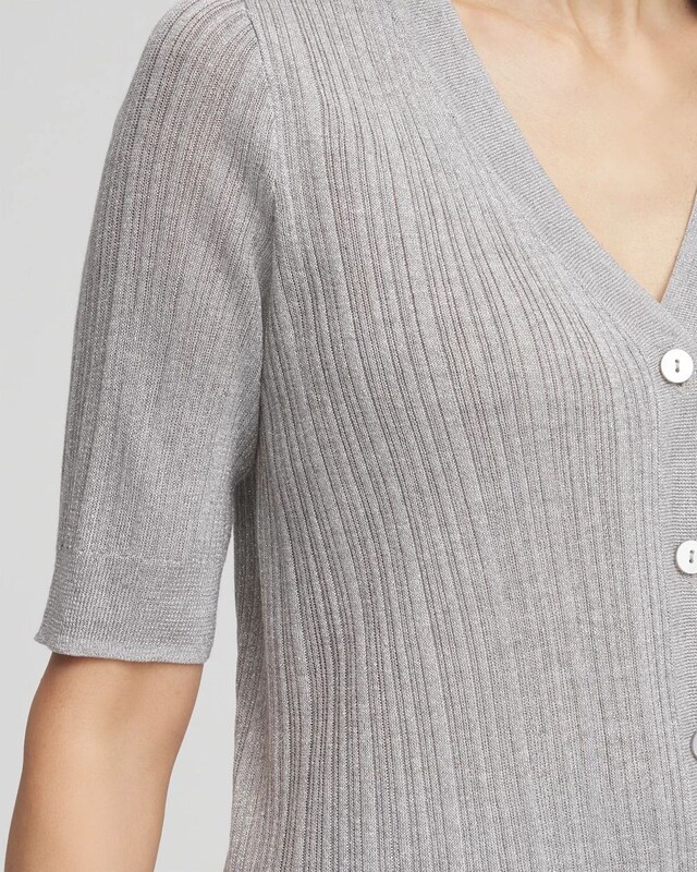 Metallic Ribbed Button-Up Cardigan - image 4